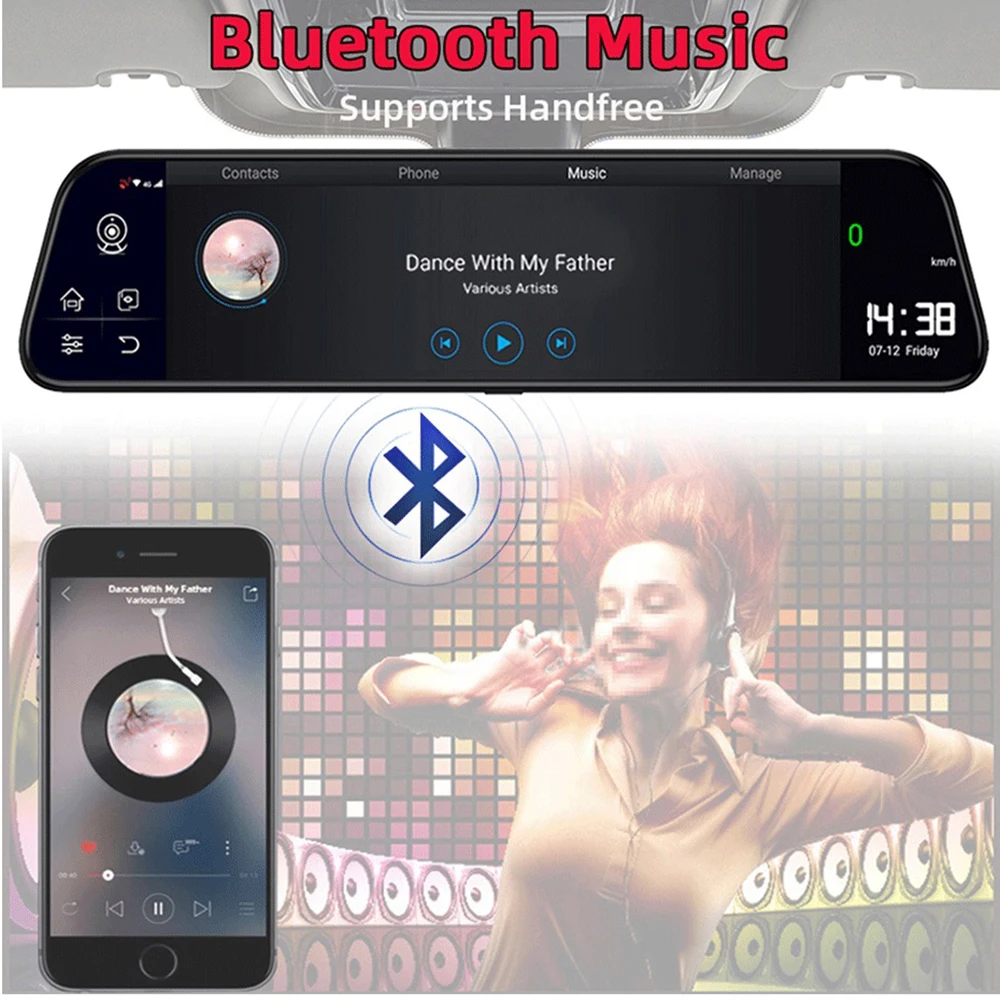 저렴한 자동차 DVR 10 인치 화면 4G 비디오 레코더 1080P 풀 HD 자동 주차 모니터 스트림 미러 GPS 듀얼 렌즈 지원 Andriod 8.1