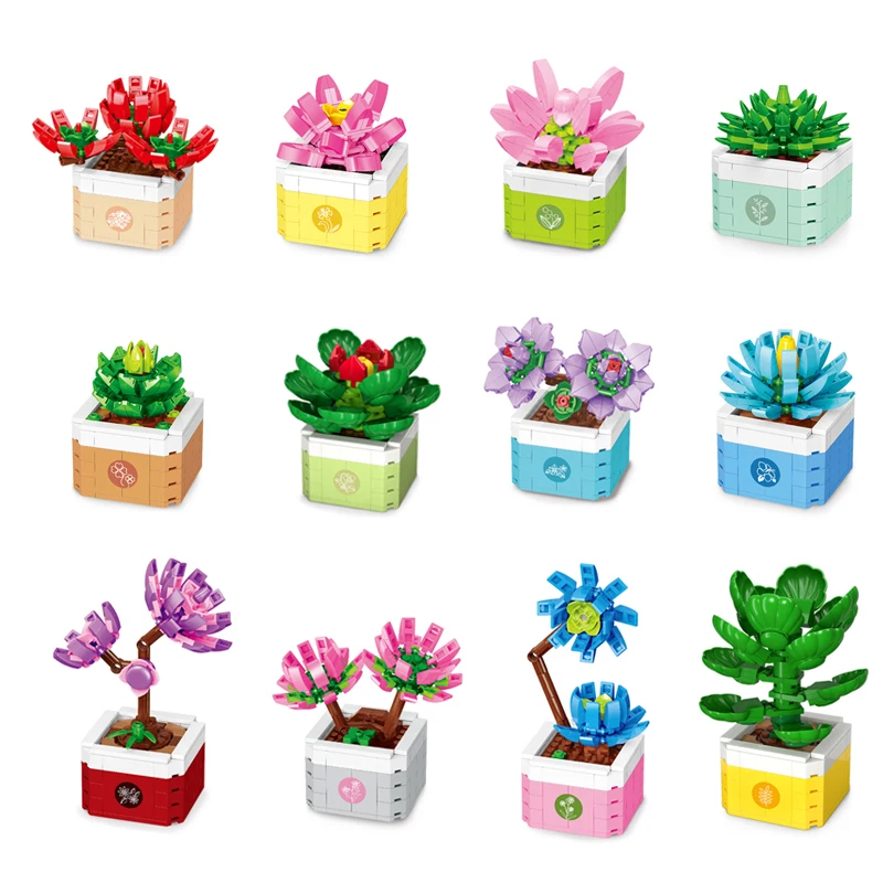 

Конструктор "сделай сам", кактус, суккулент, роза, план, строительные блоки для дома, сада, фотобонсай, игрушки для детей, подарки для девочек