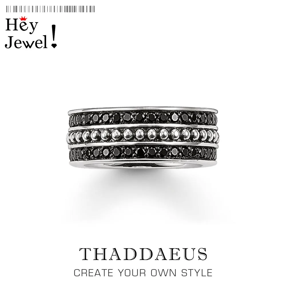 Кольцо с черным кубическим цирконием винтажные ювелирные изделия в европейском