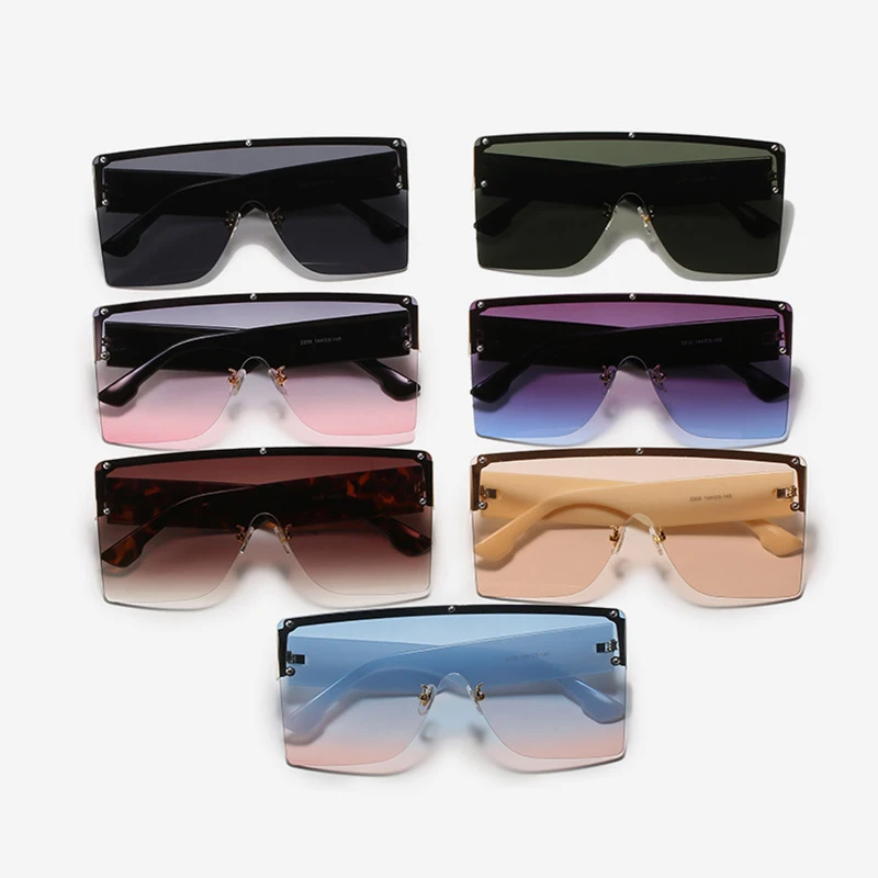 

New Oversized Square Sunglasses Men 2021 Women Fashion Retro One Piece Luxury Brand Designer Big Frames Sun Glasses Vintage Gafa