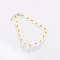 2021 classic fashion daisy collar ladies lace collar party casual boho style yellow flower hippie necklace white jewelry