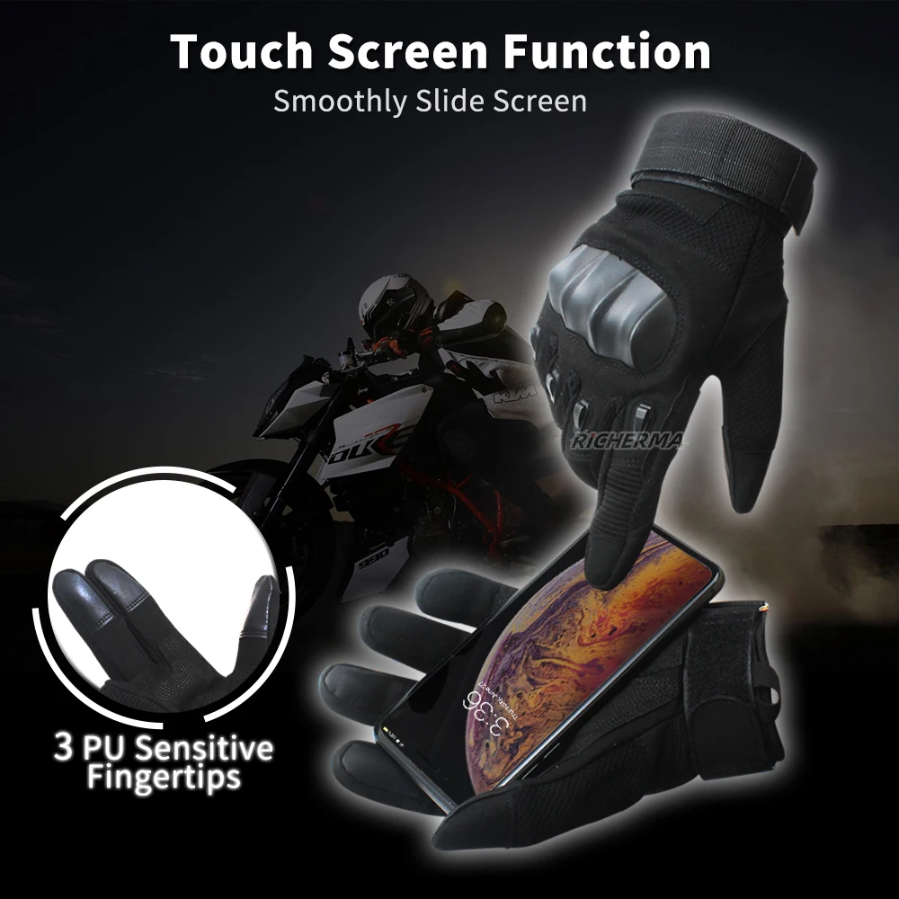 Мужские тактические перчатки с полным пальцем для мотокросса сенсорным экраном