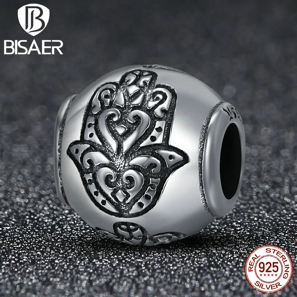 100% Стерлинговое Серебро 925 пробы рука Фатимы ручная шарик Хамаса амулеты браслет