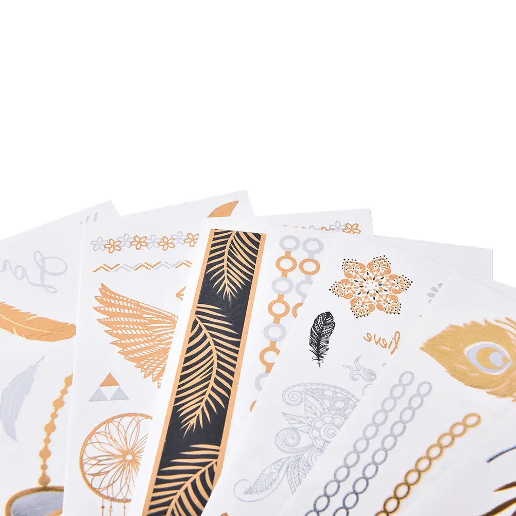 1 шт. боди арт тату золотой металлик стикер браслет цепочка поддельные ювелирные