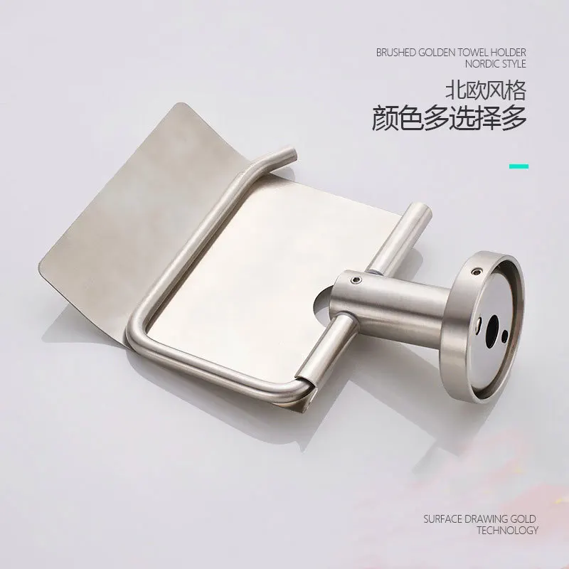 

Toilet Paper Holder Brushed Gold Stainless Steel Pendant Paper Hooks Towel Rack Paper Roll Holder Hardware With Cover MJ