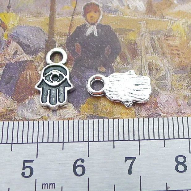 

Supplies For Jewelry Making 30pcs 8x14mm Antique Silver Color Palm Charms