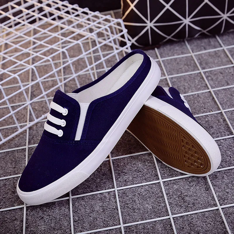 Rushiman202 spring women's shoes half slippers canvas shoes casual casual all-round couple's little white shoes lazy shoes 35-44