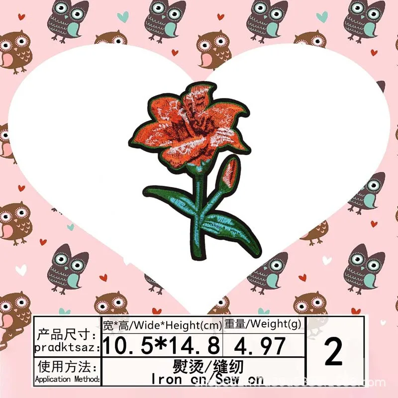Красочные цветы и птицы Патч наклейка Утюг на Одежда DIY Аппликация вышитые