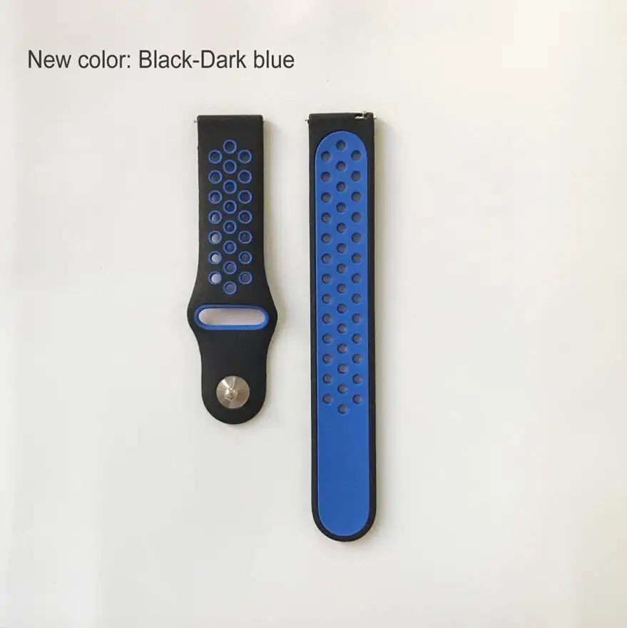 Black Dark Blue Силиконовый ремешок, ремешок для часов Huami Amazfit Bip, наручные часы, 20 мм, для Xiaomi mijia, кварцевые, Garmin Forerunner 645, Vivoactive 3 - Цвет ремешка: Black Dark Blue