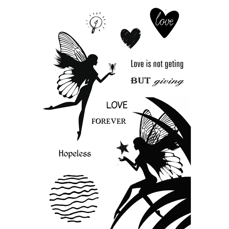 

Clear Stamp Of Plants Reed Elf Butterfly Love Heart Dandelion Magic Wand Soft Plastics Silicone Seal Transparent Cling Stencil