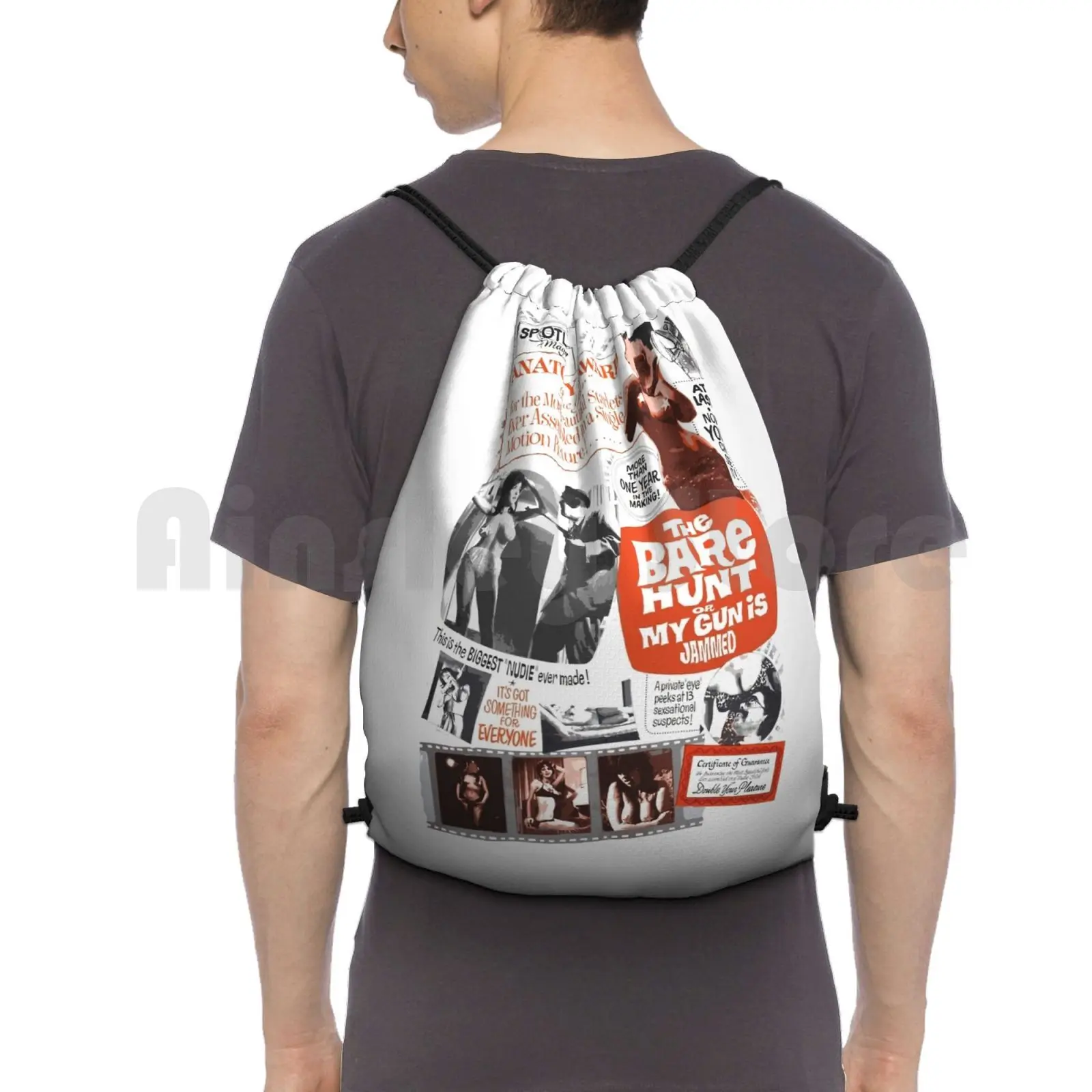 

The Bare Hunt Backpack Drawstring Bags Gym Bag Waterproof Vintage Retro Vintage Movies Retro Movies Exploitation