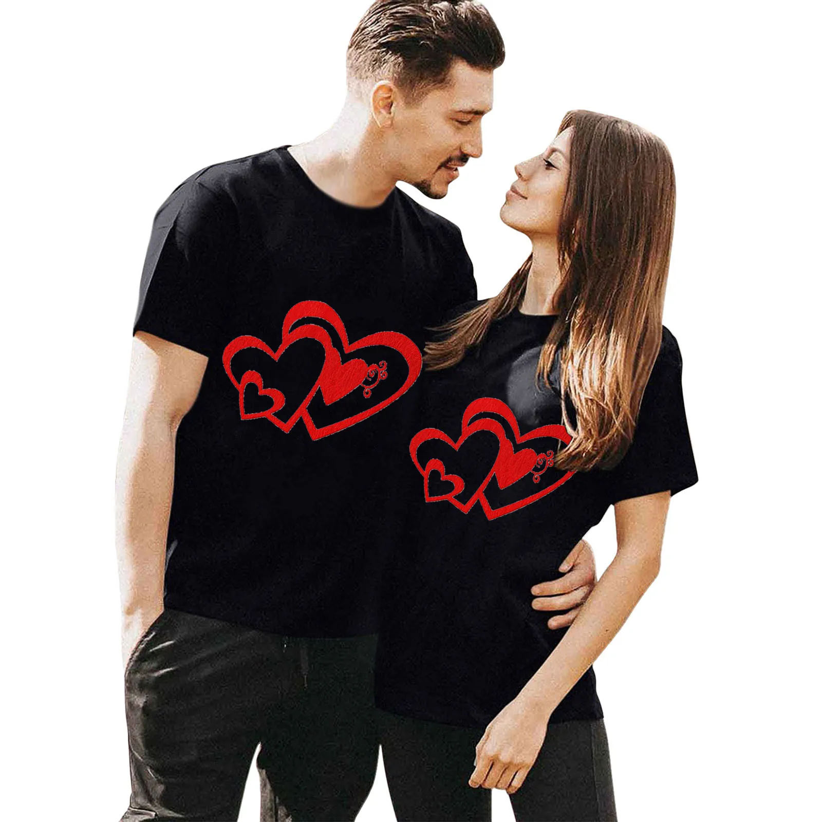 Valentines Day Couple T-Shirts Women Men Clothes Love Letter Printing Graphic T Shirts Fashion Short Sleeve Plus Size Clothing
