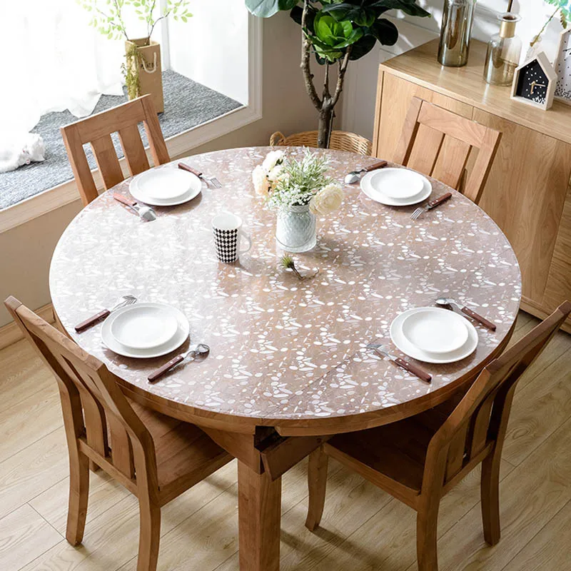 Скатерть круглая из ПВХ непромокаемая защитная скатерть для обеденного стола