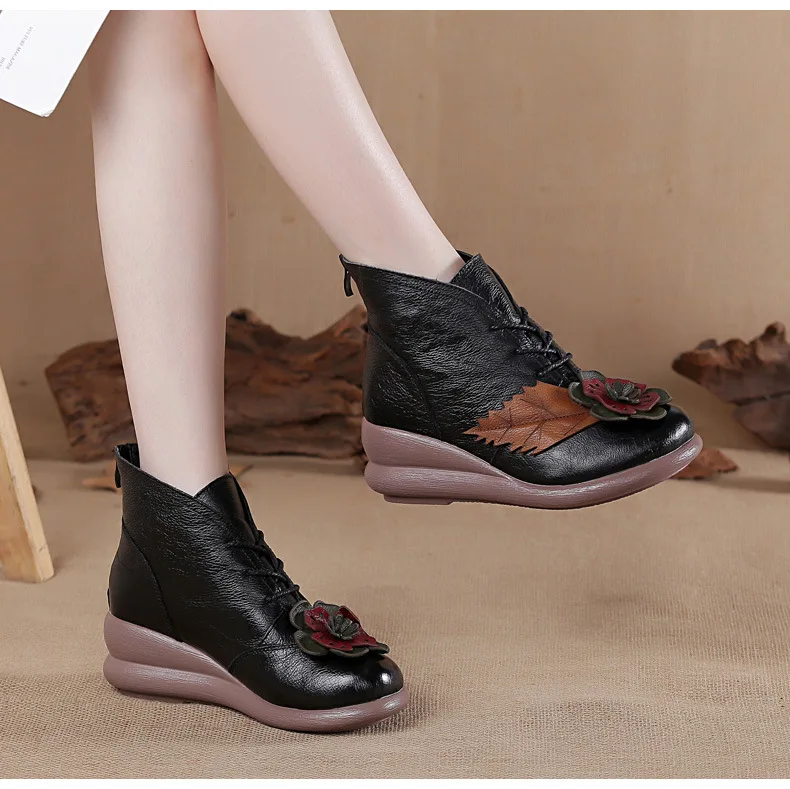 

Large Size Winter New Women's Shoes Ethnic Style Retro Handmade Women's Boots Thick-soled Wear-resistant Warm Snow Boots 2020