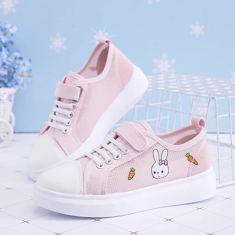 

Canvas shoes women's 2021 spring and summer thin students all-match hollow board shoes flat bottom breathable sports net shoes