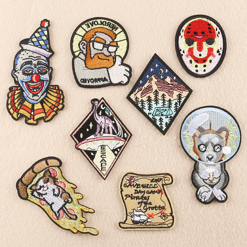 

Cloth Lable High-End Clothing Accessories Badge Cartoon Animal Clown Patch Embroidered Cloth Stickers Wholesale Customization