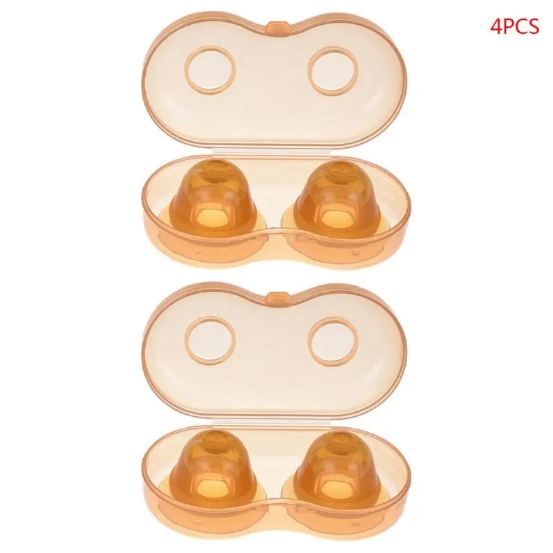 

4 Pcs/2 box Nano Silver Silicone Nipple Corrector Teat Recessed Invagination Flat Suction Device Maternal Lactation Period