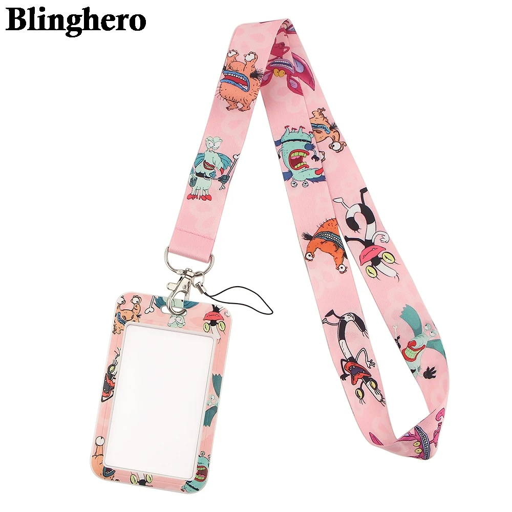 CB426 мультфильм животных Розовый шейный ремешок держатель для карт Значок