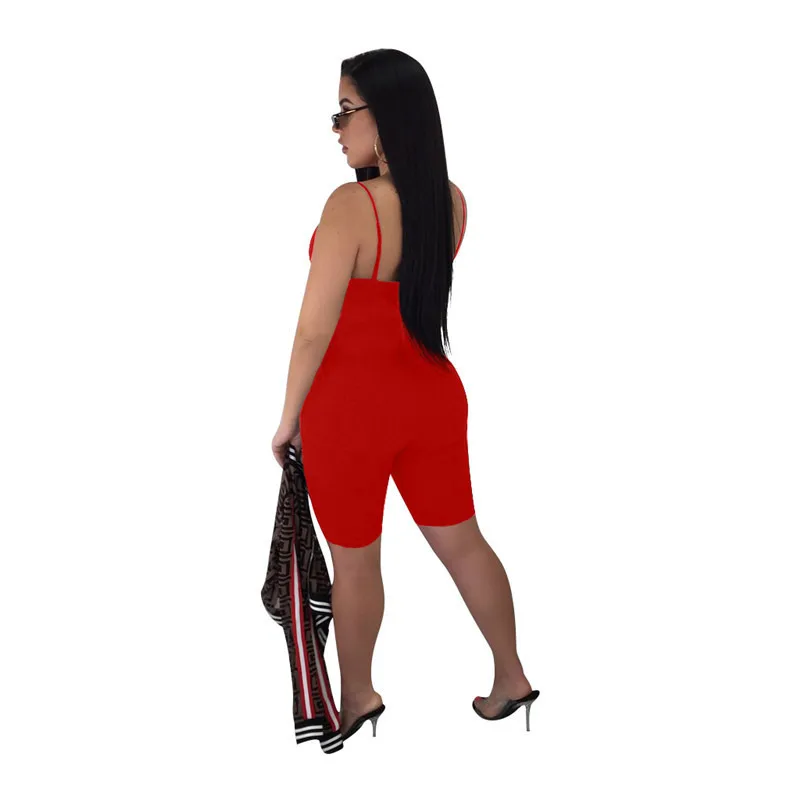 Женский слитный Облегающий комбинезон красный повседневный без бретелек
