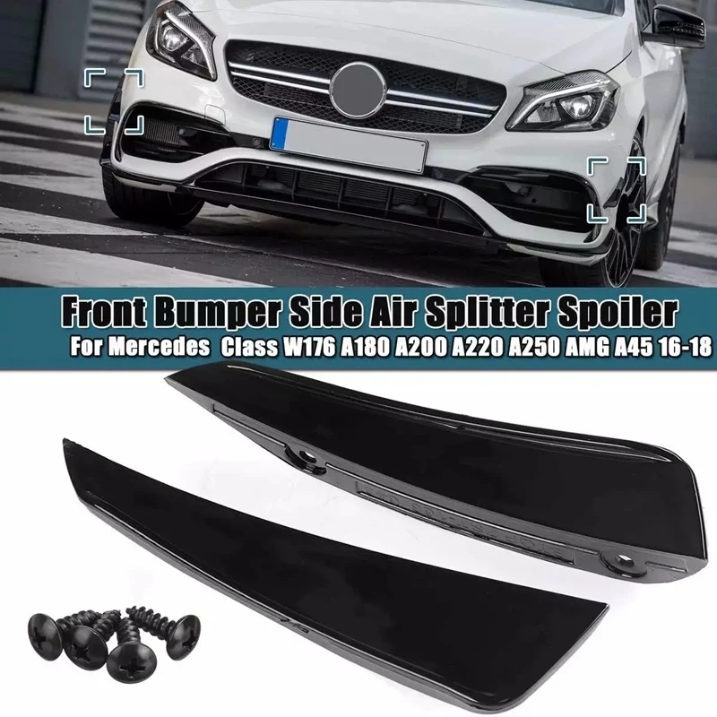 2 шт. спойлер для переднего бампера Mercedes W176 A180 A200 A220 A250 Amg A45 a Class 2016-2018
