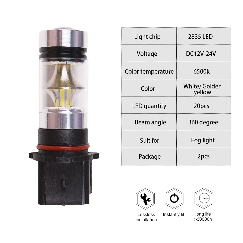 2 шт. P13W PSX26W автомобильный светодиод противотуманный 2835 SMD 20 светодиодный 100 Вт Erorr бесплатно DRL Вождение автомобиля бег противотуманная фара передняя фара 12 В