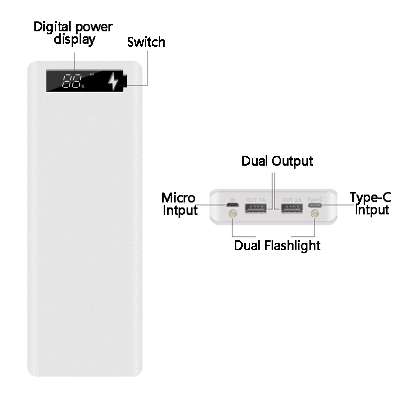 Двойной USB 10*18650 чехол для внешнего аккумулятора быстрое зарядное устройство