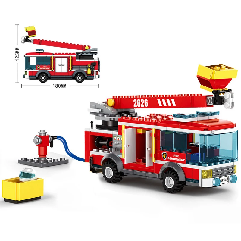 

431pcs City Rescue Fire Engine Building 2dolls Kids Educational Blocks Brick Toys Firefighter Figure Sets Ladder Fire Trucks Car