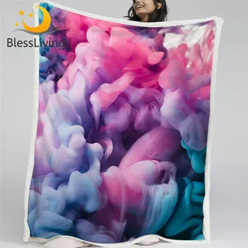 BlessLiving Abstract Sherpa Blanket Splash of Paint Plush Bedspread Colorful Queen Bed Blanket Modern Home Decorations Dropship 1