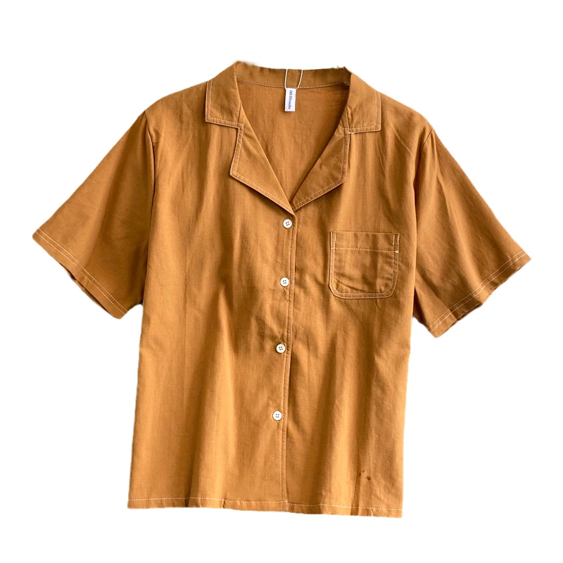 

Port of retro chic joker taste white shirt shirt in the summer of 2021 the new French leisure blouses with short sleeves