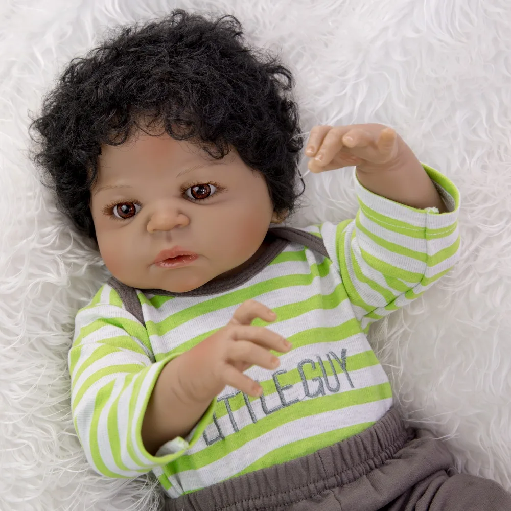 Reborn boy куклы 2" 57 см черный Африканский ребенок так по-настоящему Реалистичная Детская кукла игрушка Полный силиконовый корпус водонепроницаемый Дети Playmates