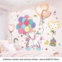 cartoon balloons wall stickers diy unicorn animal mural decals for kids rooms baby bedroom children nursery home decoration