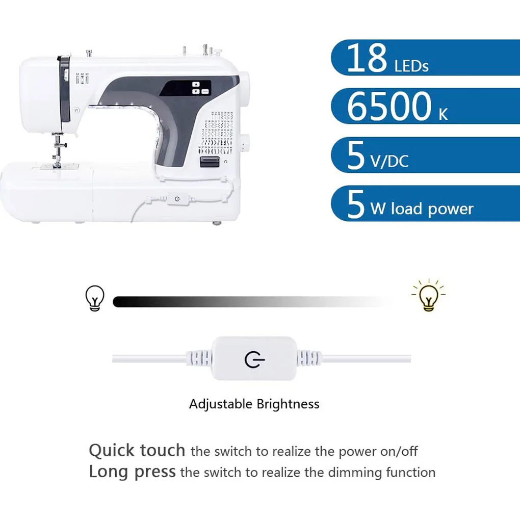 

5V Waterproof Light Strip Sewing Machine Adhesive LED Lamp Strip Portable Illumination for Sewing