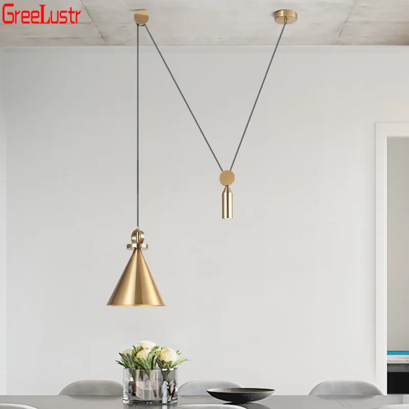 

Minimalist Gold Line Pendant Light Fixtures Brief Design Iron Led Hanging Lamp for Living Room Bar Suspension Luminaire Lustres
