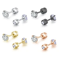 1 2pcs zircon cartilage stud earrings tragus helix bar daith earing ear piercing korean earring for women girl body jewelry 20g