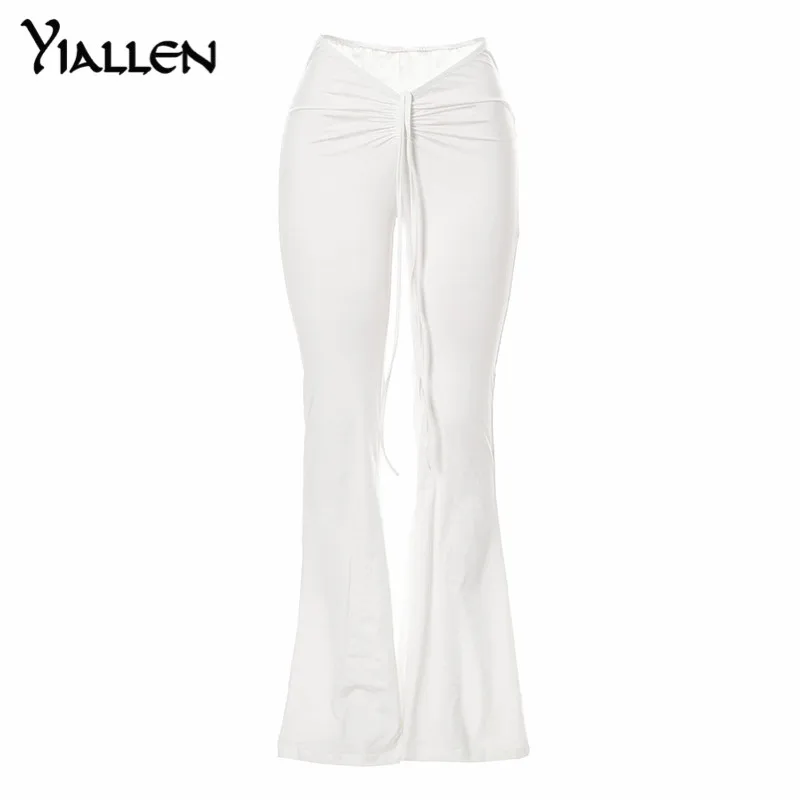 

Yiallen Summer Sexy Party Club Pants Women's 2021 New Solid Drawstring Slim Flared Pants Female Casual Fashion Streetwears Hot