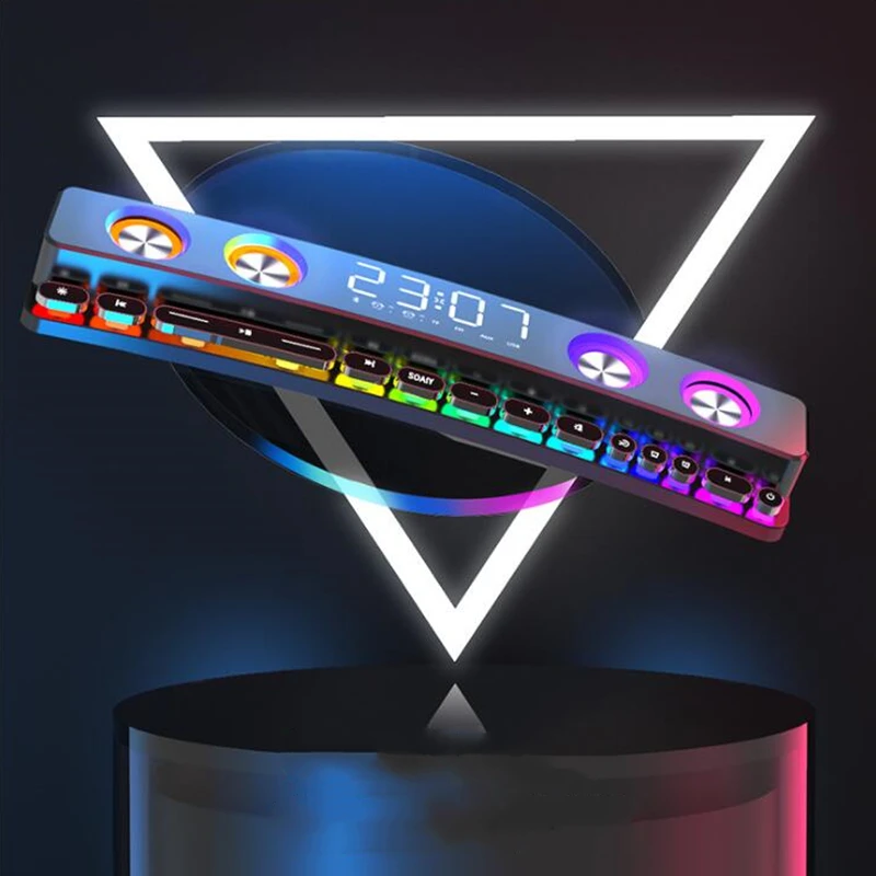 

E-sports Game Bluetooth Speaker 3D Sound Surround Subwoofer Soundbar with RGB Light Clock Column for Computer TV Music Center