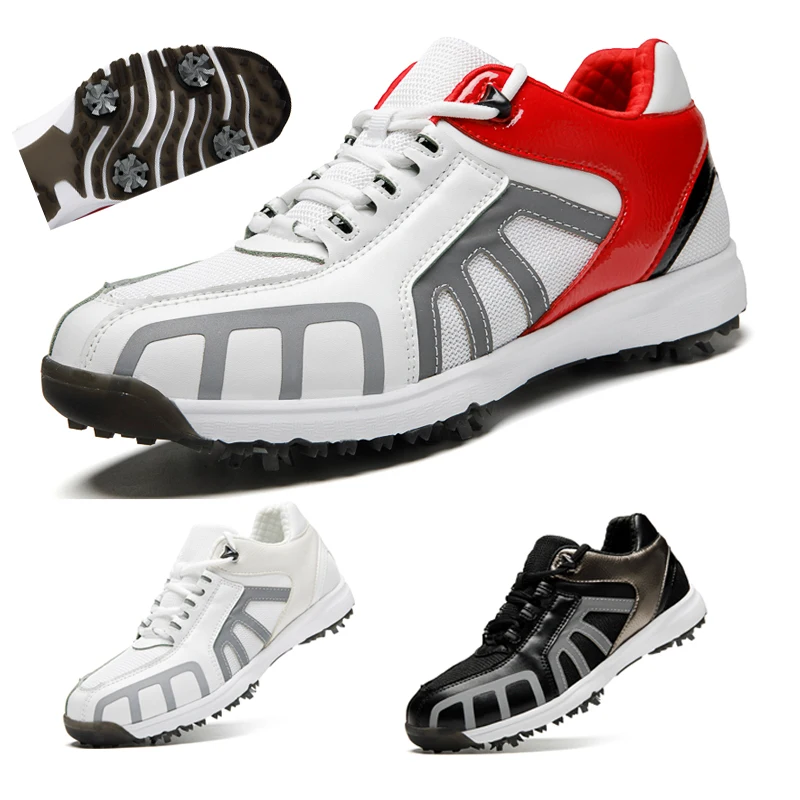 Professional Golf Training Shoes for Men Athletics Wide Golf Sneaker with Spikes Comfortable Grass Walking Shoes Men's Mesh Golf
