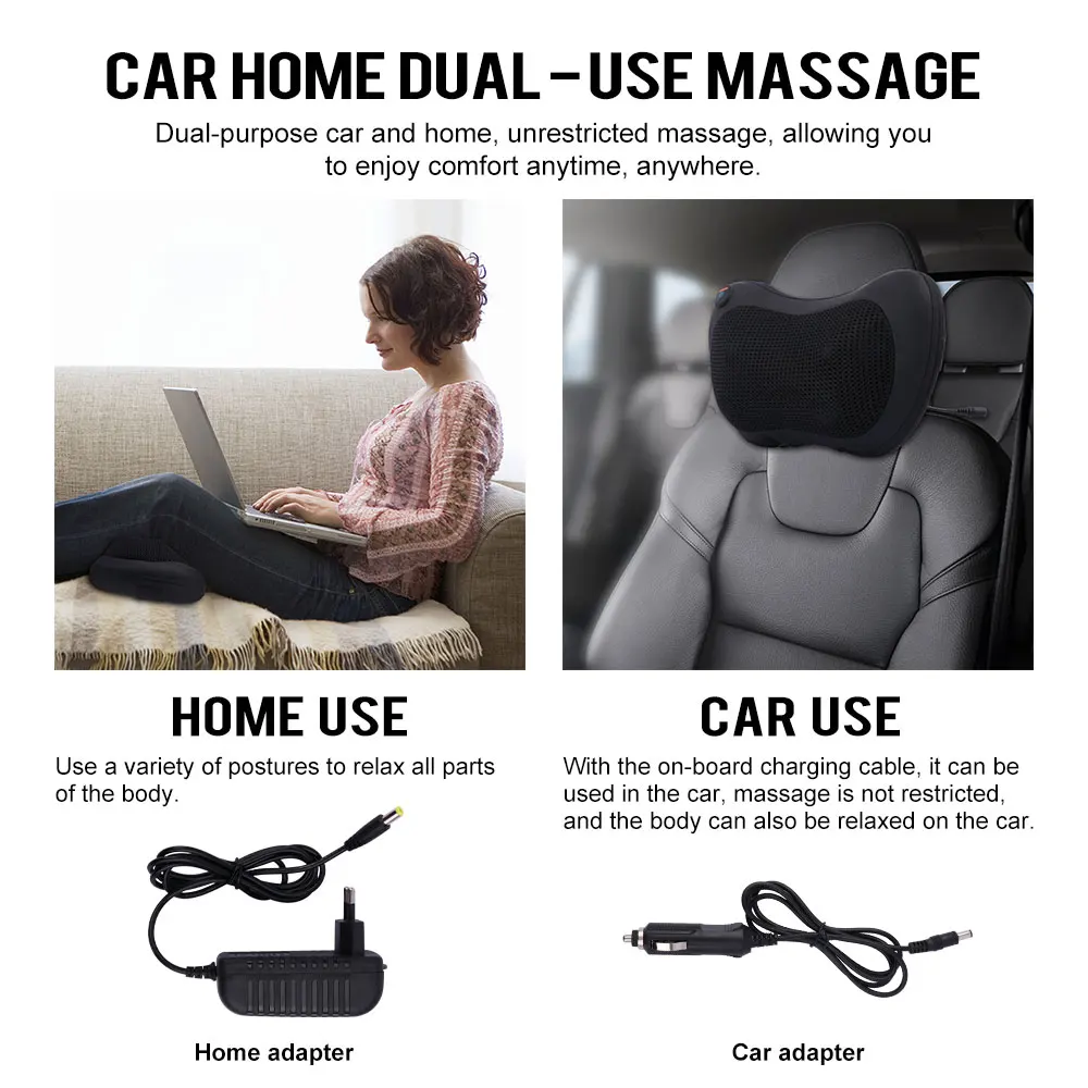 

6-Head Neck Massager Shiatsu Back Shoulder Massager Kneading Body Massage Pillow with Heat Waist Home Car Office Therapy