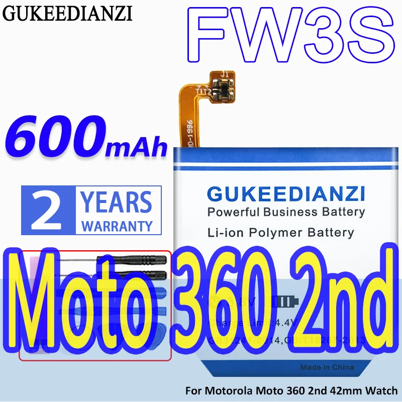 

Аккумулятор GUKEEDIANZI большой емкости FW3S 600 мАч FW3L 480 мАч для Motorola Moto 360 2nd Moto360 2nd 42 мм 46 мм SNN5962A