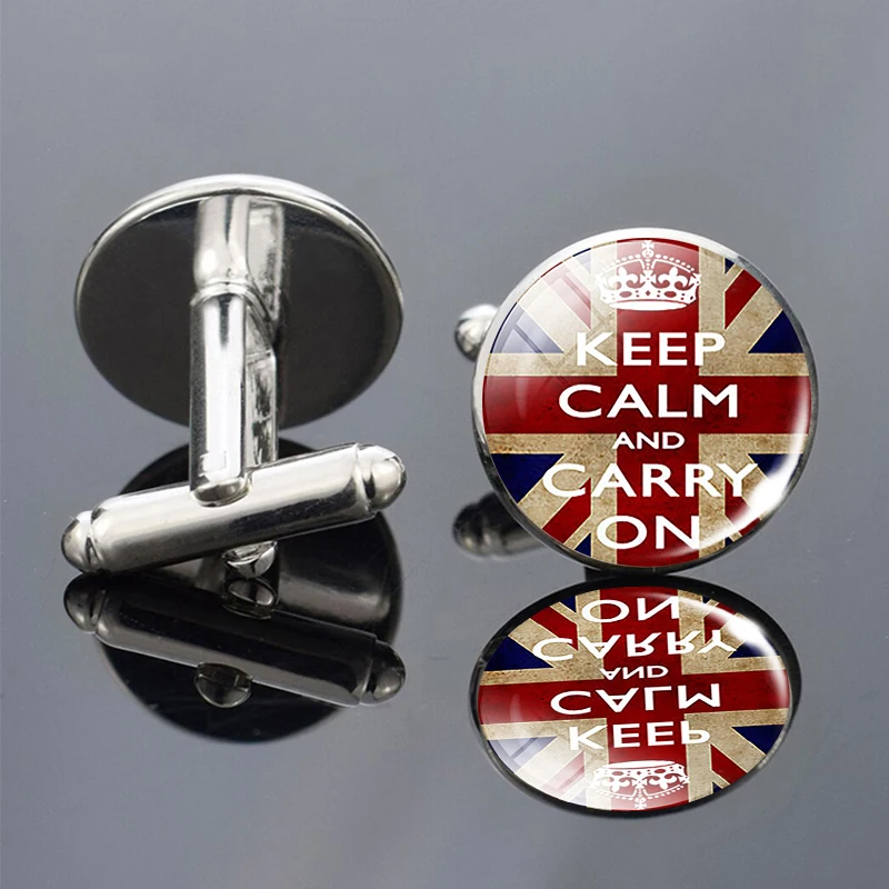 

Keep Calm and Carry on Inspirational Quote Cufflinks Men Letters Print Cufflinks Suit Shirt Cuff Links Accessories