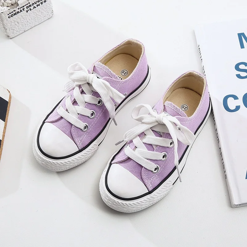 

SWYIVY Which Shoes Girl Student Canavs Sneakers Flats 2020 Autumn New Kids Casual Canvas Shoes Vulcanize Sneakers Candy Color
