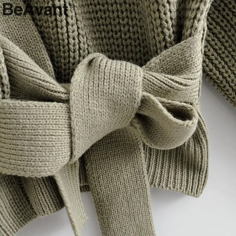 BeAvant вязаный кардиган с v образным вырезом свитер для женщин Осень зима длинный