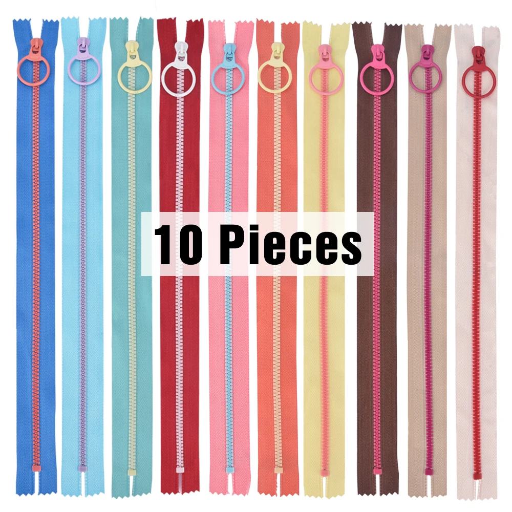 10 шт. 20 см Пластик смолы застежек-молний с подъемное кольцо Quoit красочные