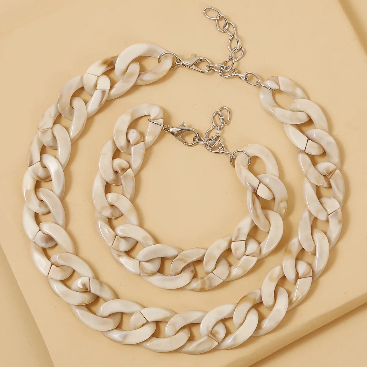 

Ingemark Exaggerated Acrylic CCB Chunky Chain Necklace Bracelet NE+BA Steampunk Men Maxi Leopard Color Crazy Women Jewelry Sets