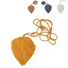 Настенный подвесной гобелен с кисточками, макраме, ручная работа, декор для комнаты с листьями, подвеска для автомобиля, богемный декор, гобелен с мандалой