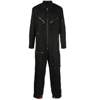 mens long sleeve jumpsuit fashion overalls spring and autumn new black lapel high waist personalized zipper splicing design