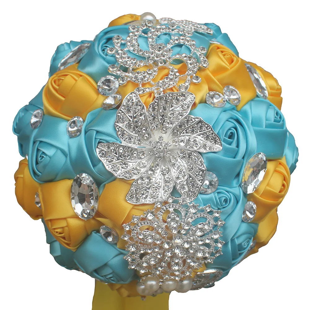 Высококачественная Золотая Роза искусственные цветы букет с кристальным