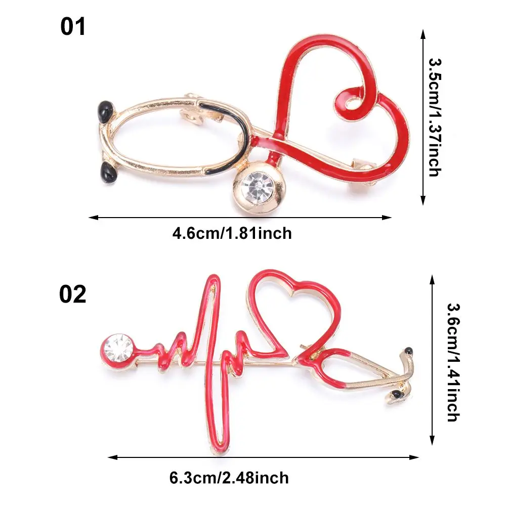 Gift Nurse Doctor Novelty Enamel Pin Metal Badge Pendant Electrocardiogram Stethoscope Brooch Heart Shaped Medical | Украшения и