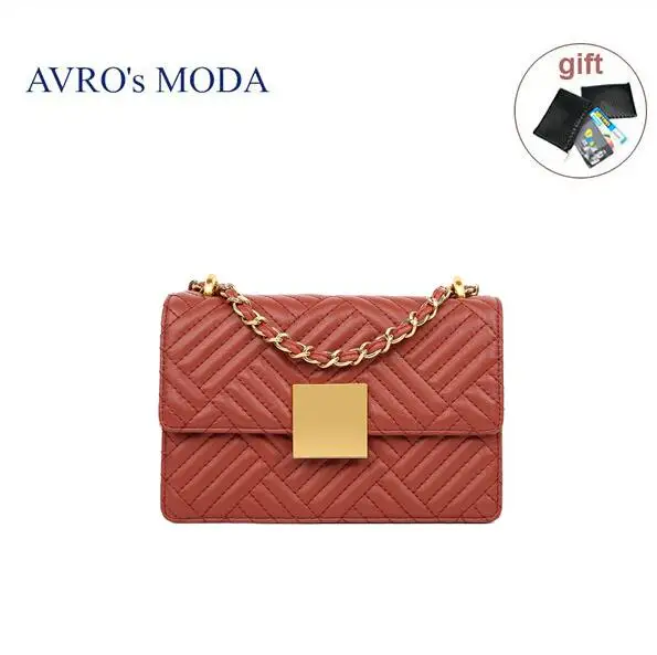 brick red AVRO's MODA брендовая сумка женская натуральная кожа сумки женские Крошечные сумочки через плечо квадратные сумки-мессенджеры - Цвет: brick red