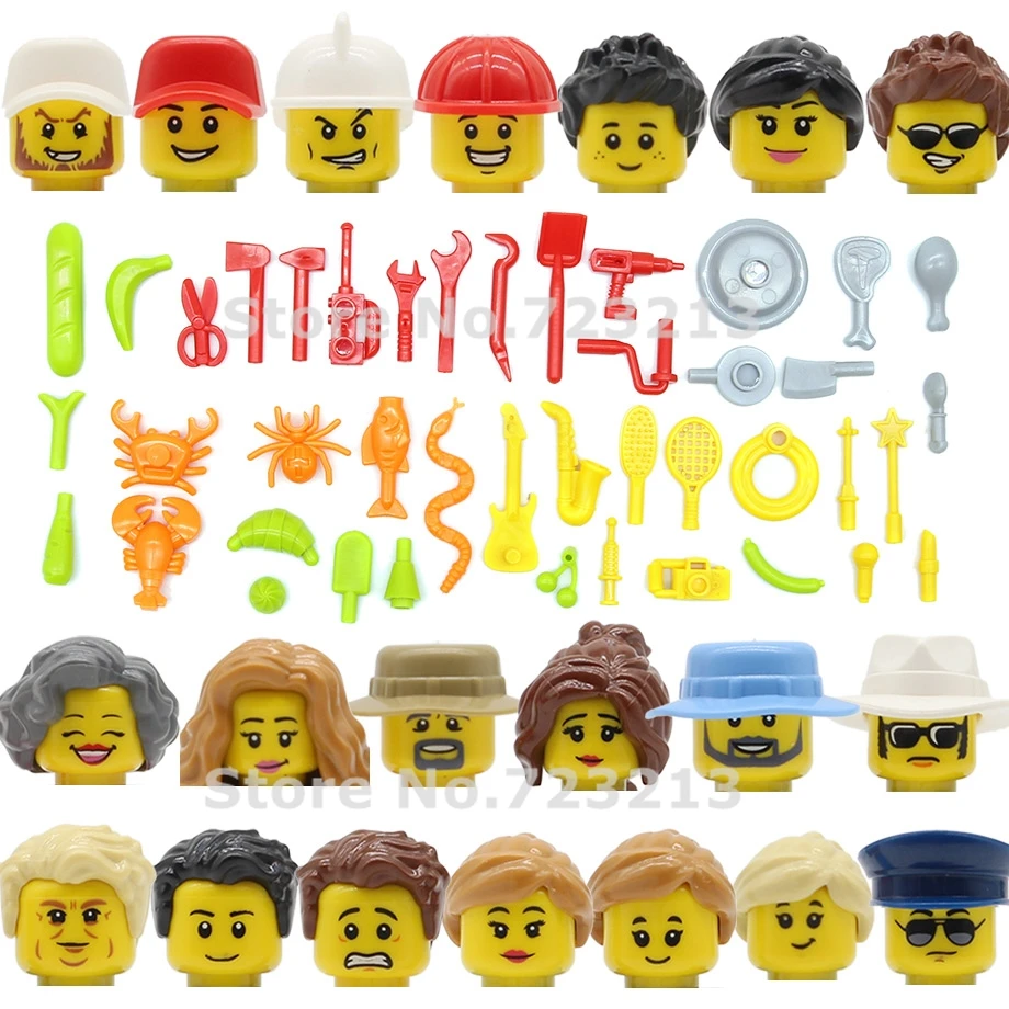 20 шт./лот Набор фигурок для города с инструментом полицейский пожарный доктор